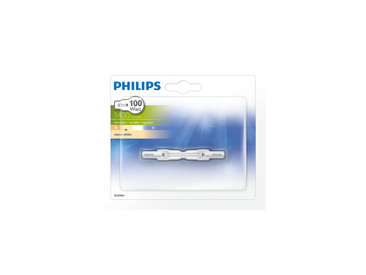 Gemengd snijder Scharnier Philips Halogenstab dimmbar, EcoHalo Stab 78mm 80W R7s 230V - hard+...
