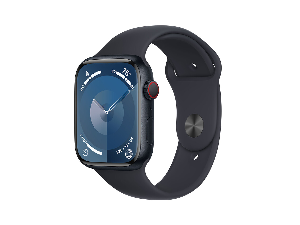 Apple Watch Series 9 GPS + Cellular, Aluminium mitternacht, 45mm mit Sportarmband, mitternacht - M/L